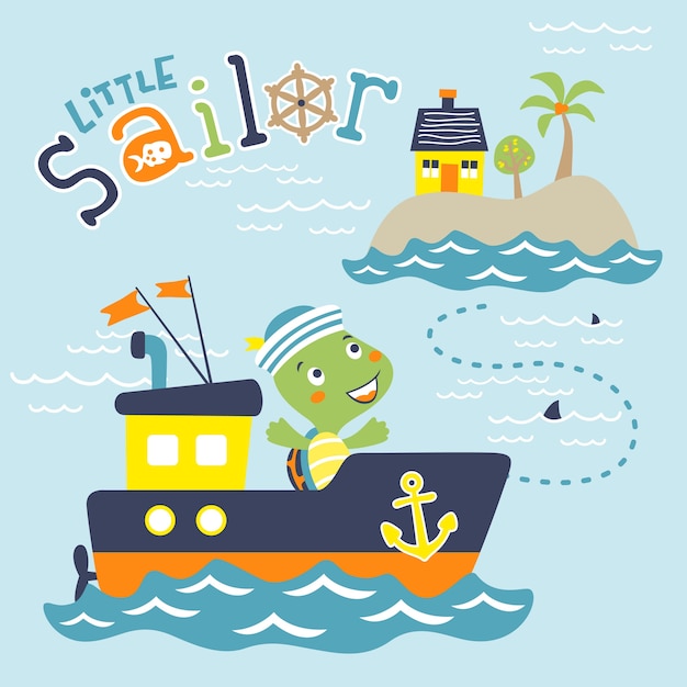 Vector fun sailing cartoon