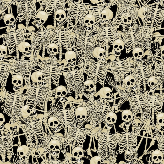 Fun skeletons. Seamless background. 