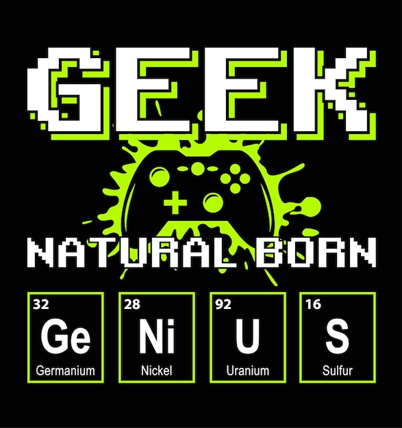 Веселый слоган Geek гений векторный принт для футболки Boyswear