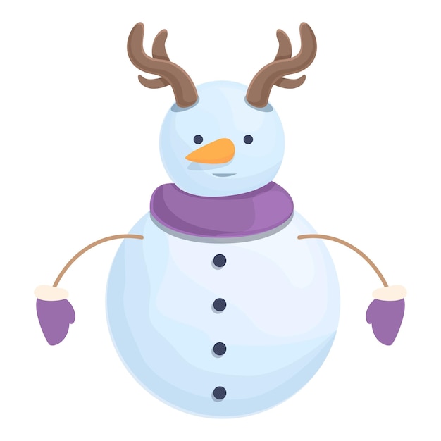 Vector fun snowman icon cartoon vector winter man white ice