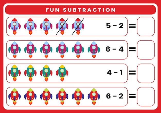 Fun subtraction worksheet for kids transportation themed