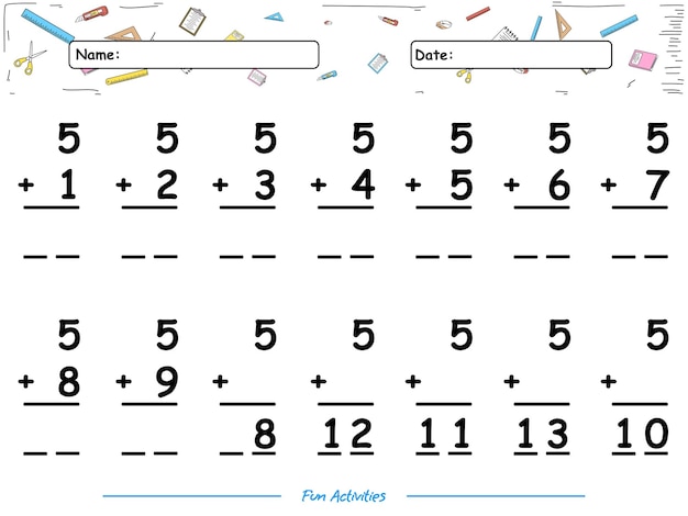 Vettore divertente gioco di sommatoria del numero cinque