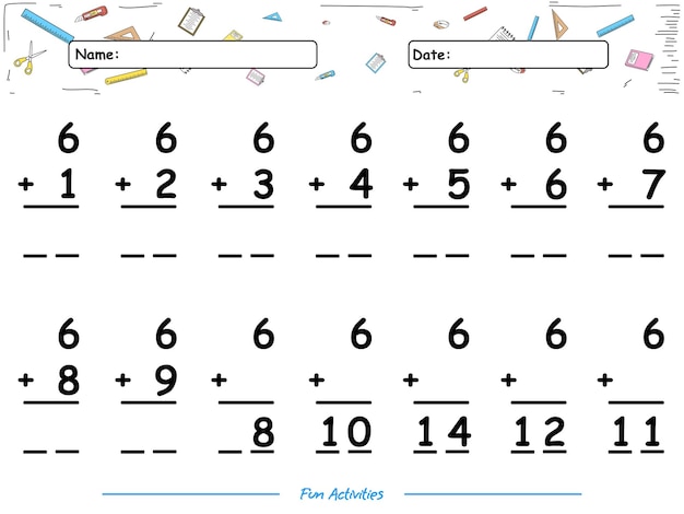 Vector fun summation game of number six