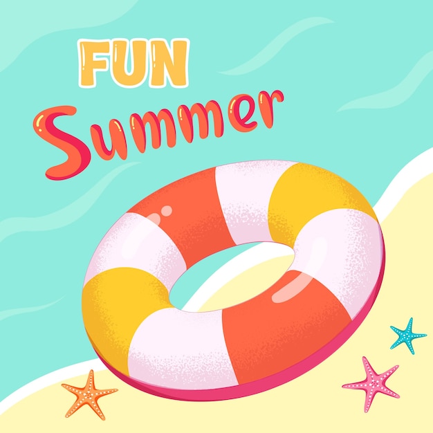 Fun Summer and Beach vibes Hand drawn vector background