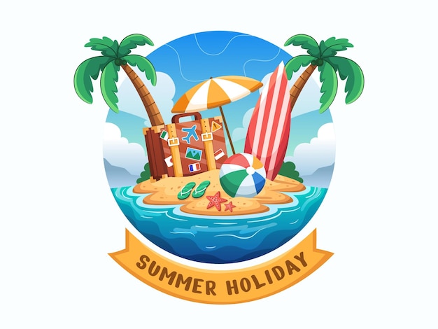 fun summer holiday cartoon vector illustration