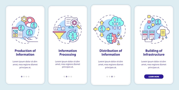 Functies van het onboarding-scherm voor mobiele apps in de informatie-industrie