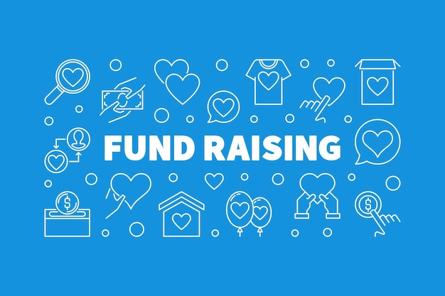 fund raising outline creative vector horizontal banner