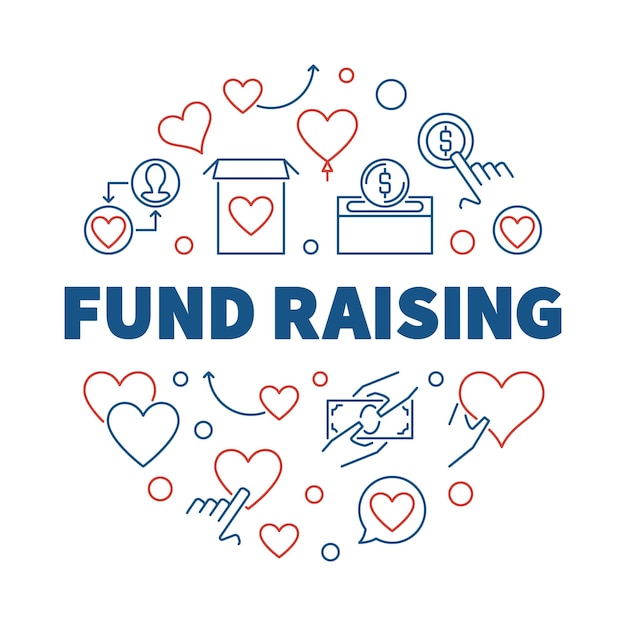 fund raising round vector creative outline illustration
