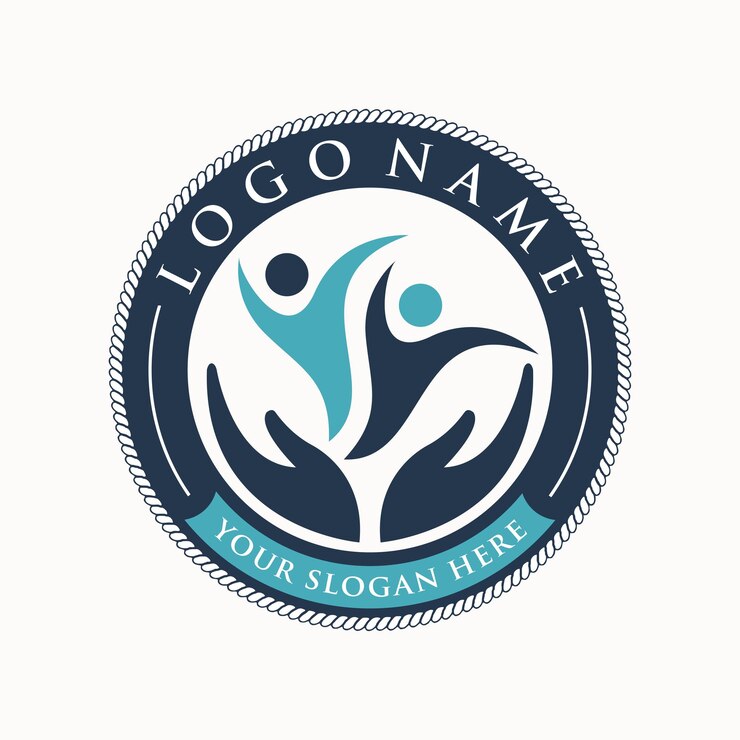 Fundraising charity logo with human and hands vector