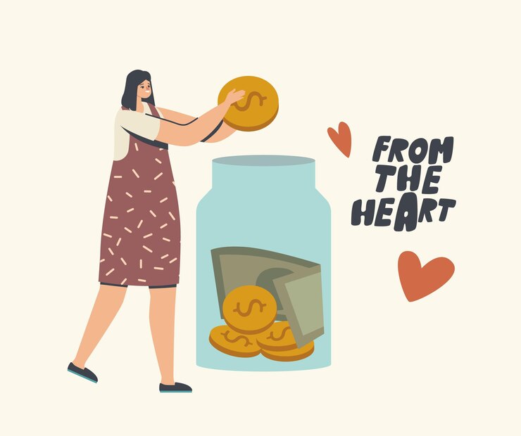 Vector fundraising, donation, volunteers charity illustration