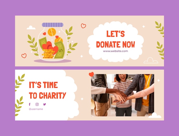 Fundraising event horizontal banner template