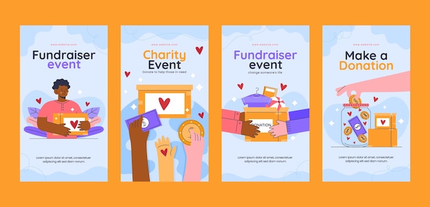 Vector fundraising event instagram stories