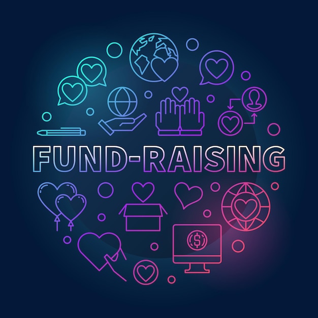 FundRaising round vector colored linear illustration