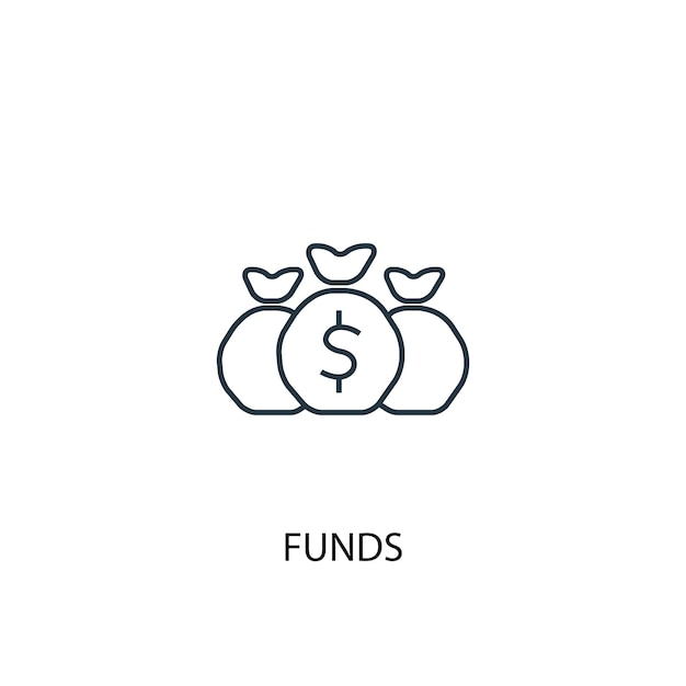 Значок линии концепции средств. Простая иллюстрация элемента. фонды концепции наброски символ дизайн. Может использоваться для веб- и мобильных UI / UX