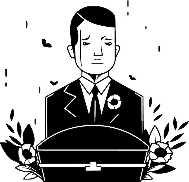 Vector funeral black and white isolated icon vector illustration