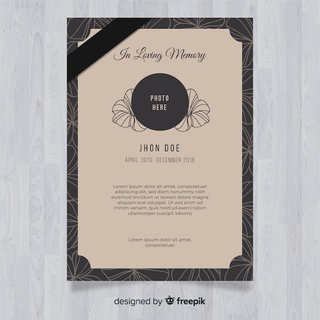 Vector funeral card template