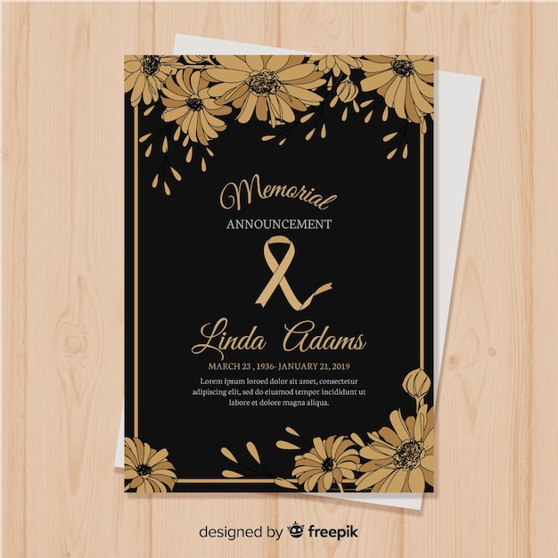 Vector funeral card template