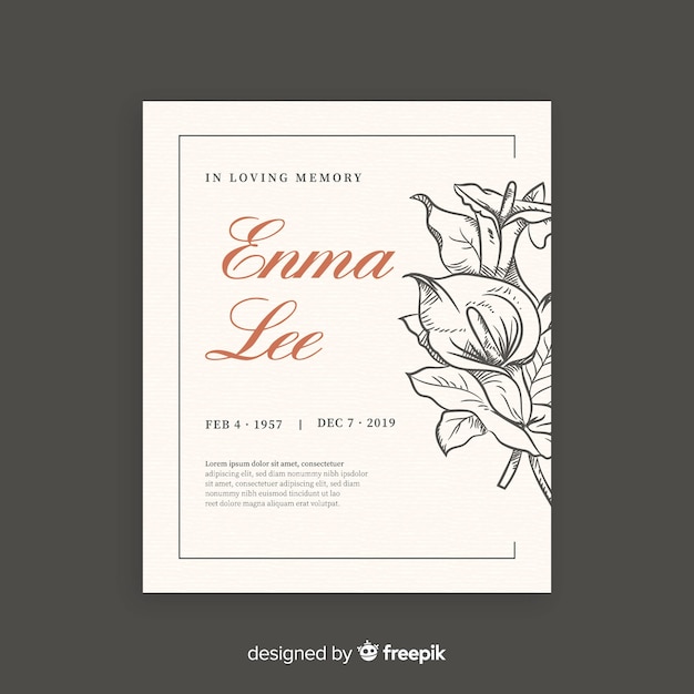 Vector funeral card template