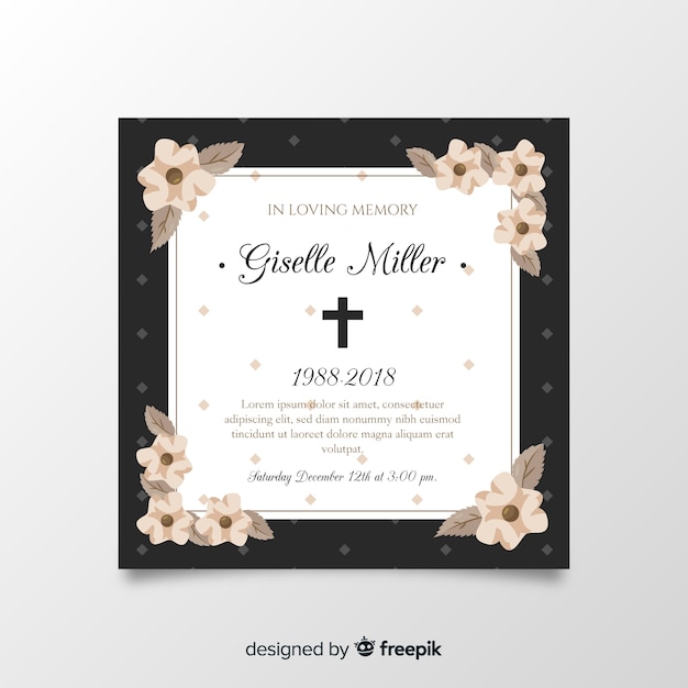 Vector funeral card template