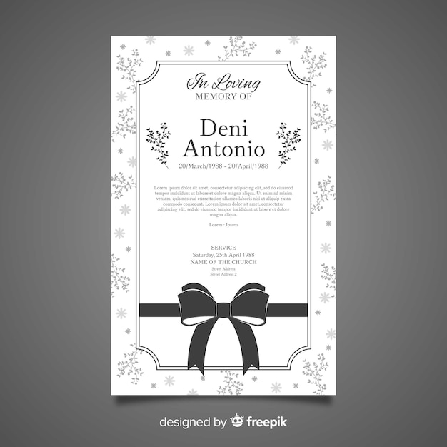 Vector funeral card template