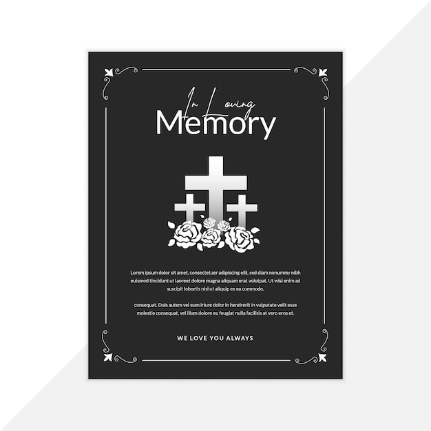 Vector funeral card template