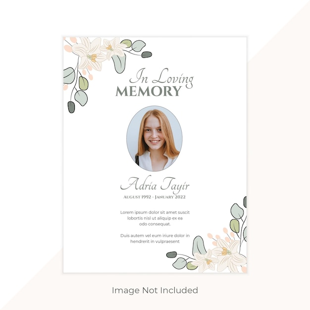 Vector funeral card template