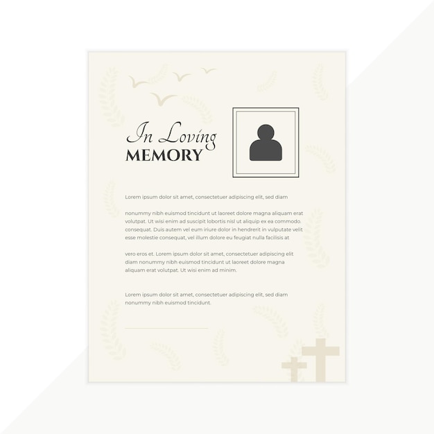 Vector funeral card template