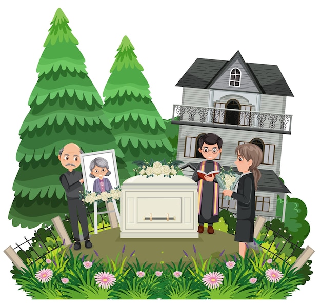 Vector funeral ceremony in christian religion