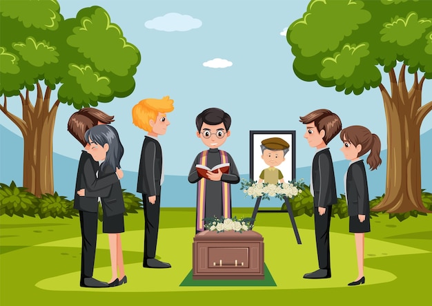 Vector funeral ceremony in christian religion