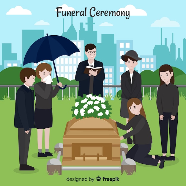 Vector funeral ceremony