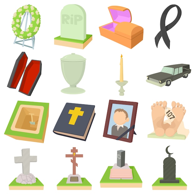 Funeral icons set