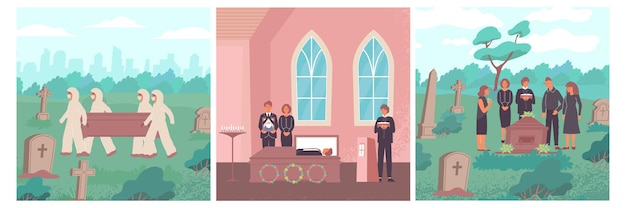 Vector funeral illustration flat