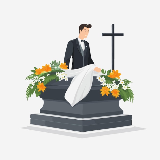 Funeral vector on white background