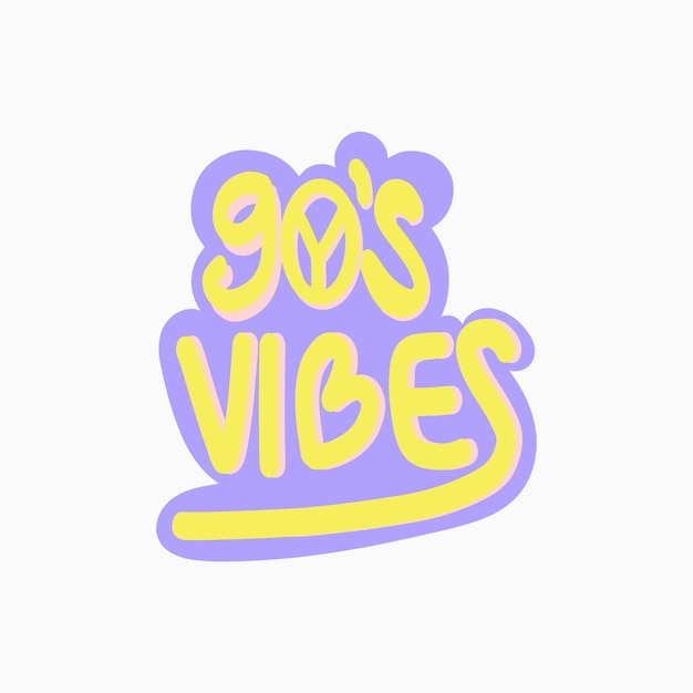 Funky 90s Vibes Handwriting Retro Items Illustration