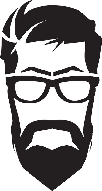 Vector funky bearded man face icon design