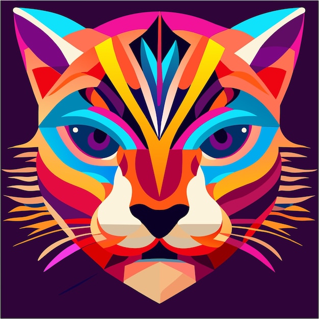 Funky Cat Portrait in Pop Art Fashion