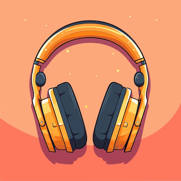 Funky colorful drawn musical retro headphones vector illustration