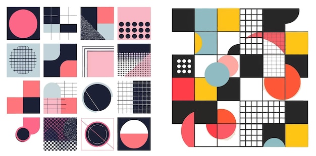 Фанки минимализм и Мемфис стиль квадратные карты дизайн 80-х ретро поп фон обои