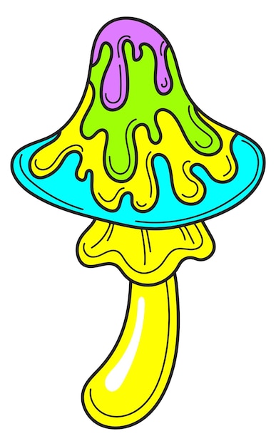 Funky mushroom Neon trippy sticker Magic forest