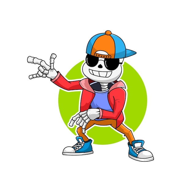 Funky skeleton illstration cartoon skeleton tshirt design