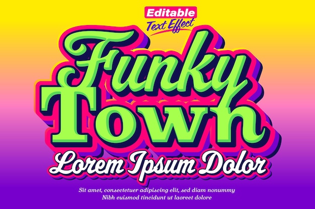 Vector funky town groovy retro teksteffect