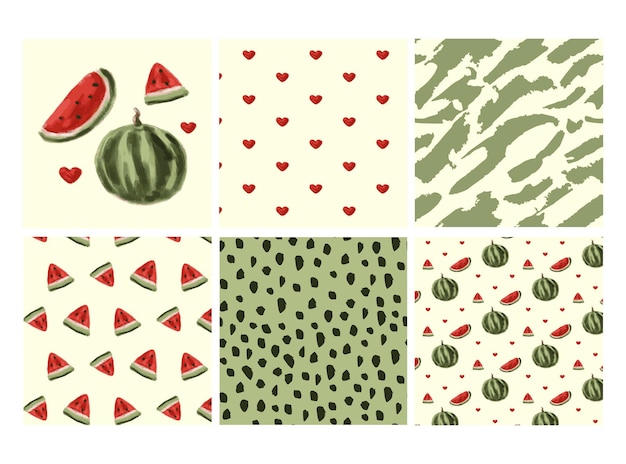 Funky trendy naadloze patronen met watermeloenen kruimels hartenlijnen Voor babykleertjes mode f