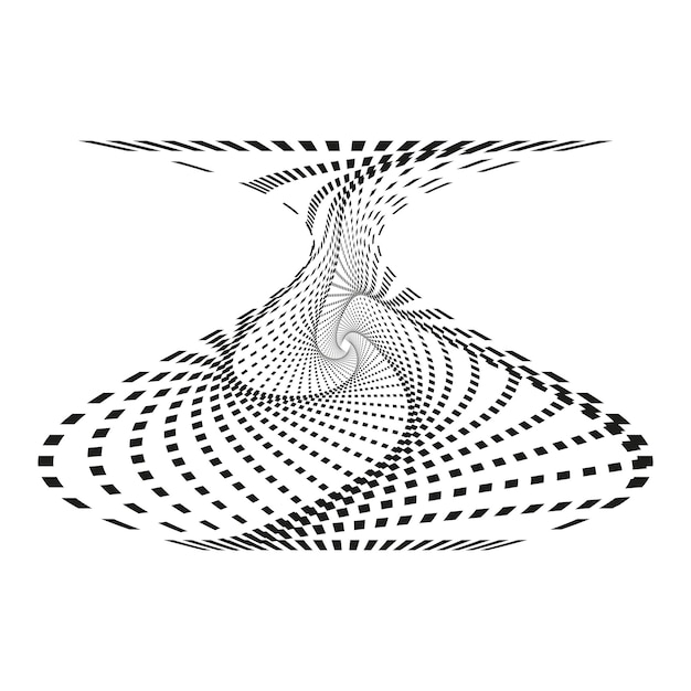 Funnel twist shape Droplet illusion figure Optical vortex vector Black white symbol