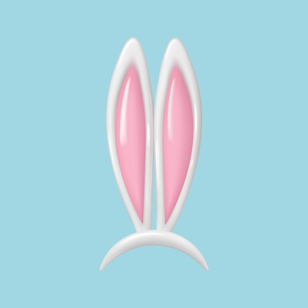 Funny 3d cartoon rabbit ears band for costume design vector illustration of easter rabbit or bunny
