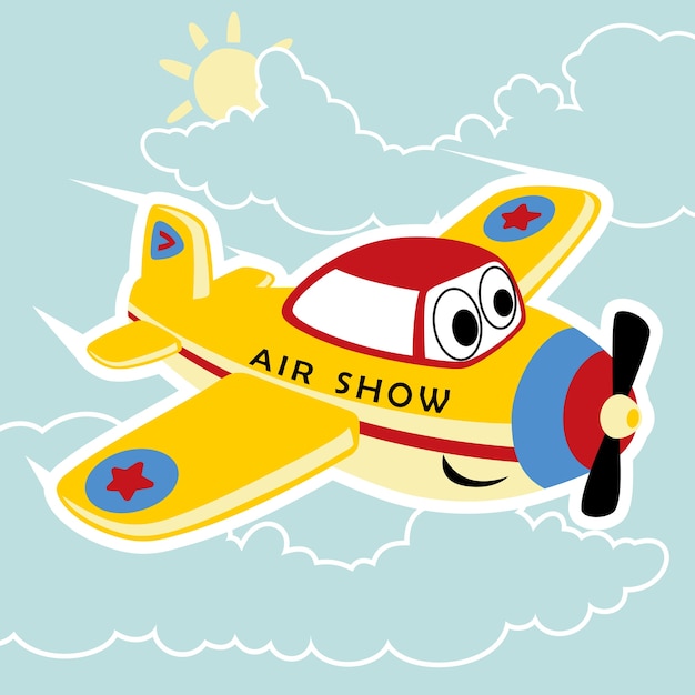 재미있는 공기 비행기 만화 벡터
