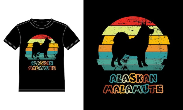 Funny Alaskan Malamute Vintage Retro Sunset Silhouette Gifts Dog Lover Dog Owner Essential T-Shirt