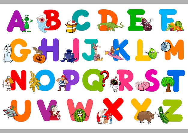 Vector funny alphabet for kindergartens