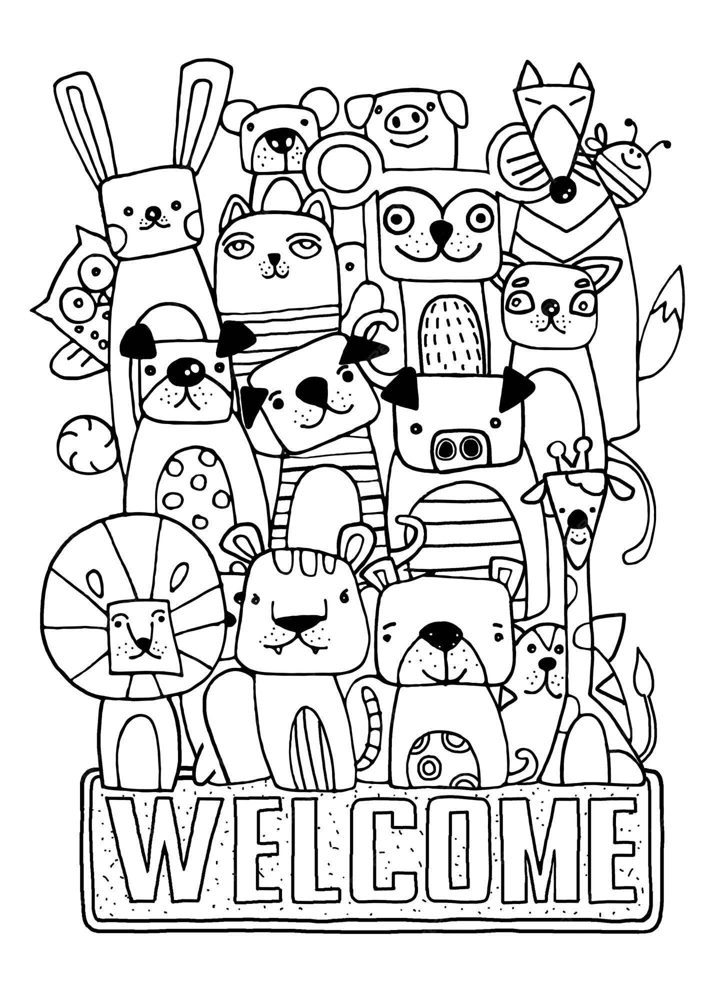 Premium Vector | Funny animal cartoon set