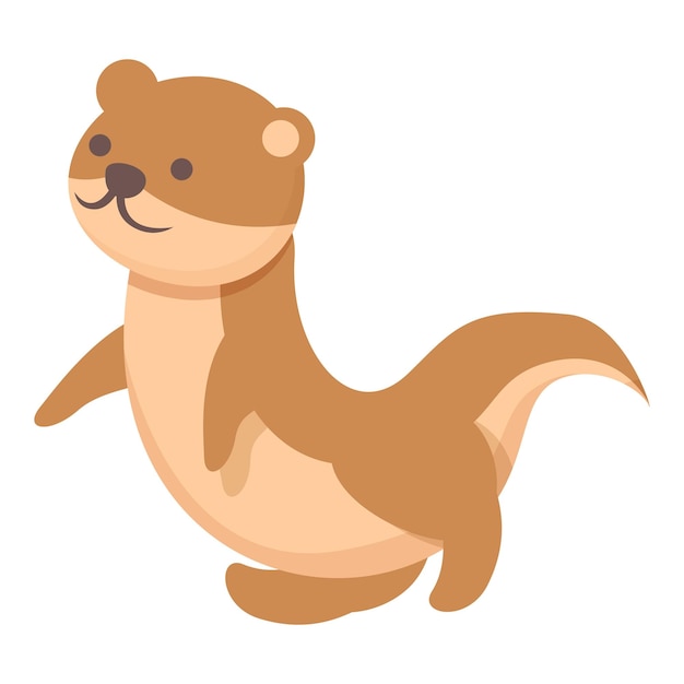 Vector funny animal icon cartoon vector weasel ermine cute stoat