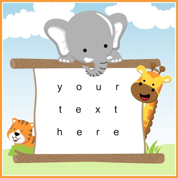 Funny animals cartoon with text template